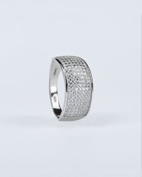 Каблучка срібна широка з цирконієм діамантової огранки 006636