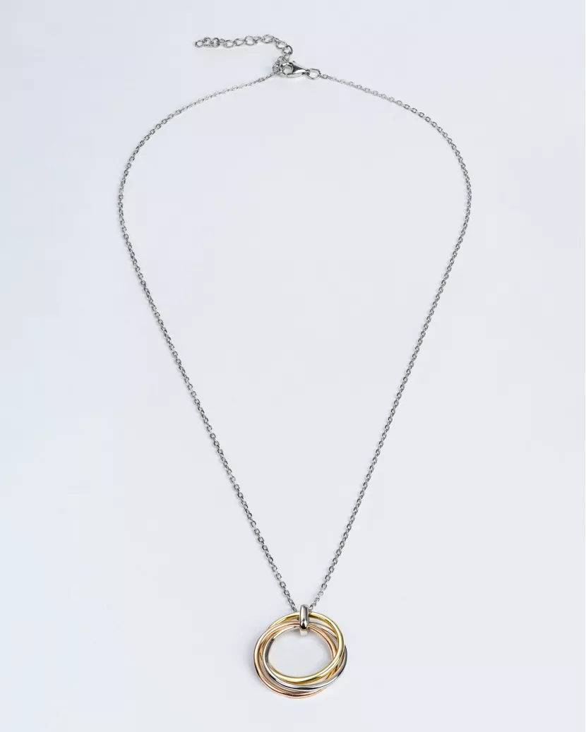 Срібне кольє Три кільця у позолоті 007063