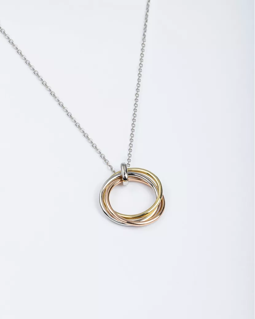 Срібне кольє Три кільця у позолоті 007063
