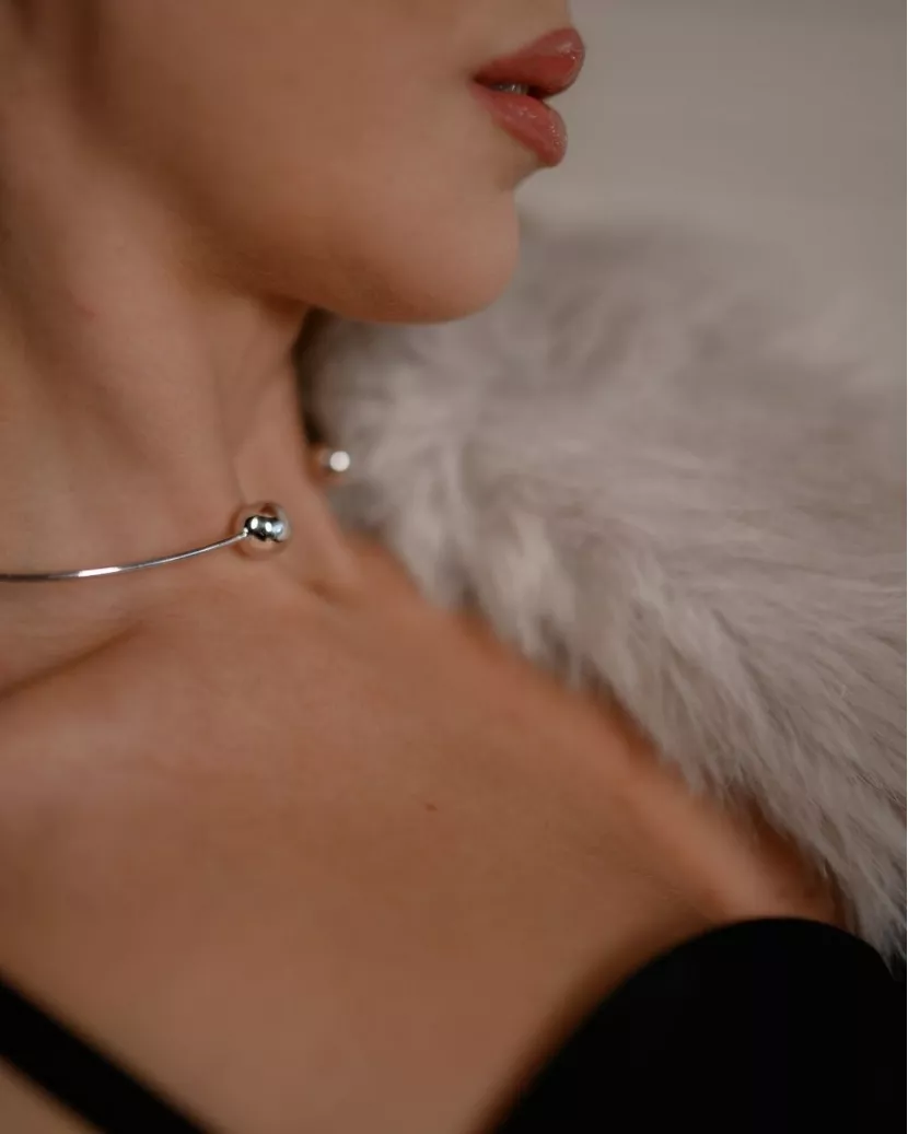 Срібне кольє-чокер лите Кулі 007077