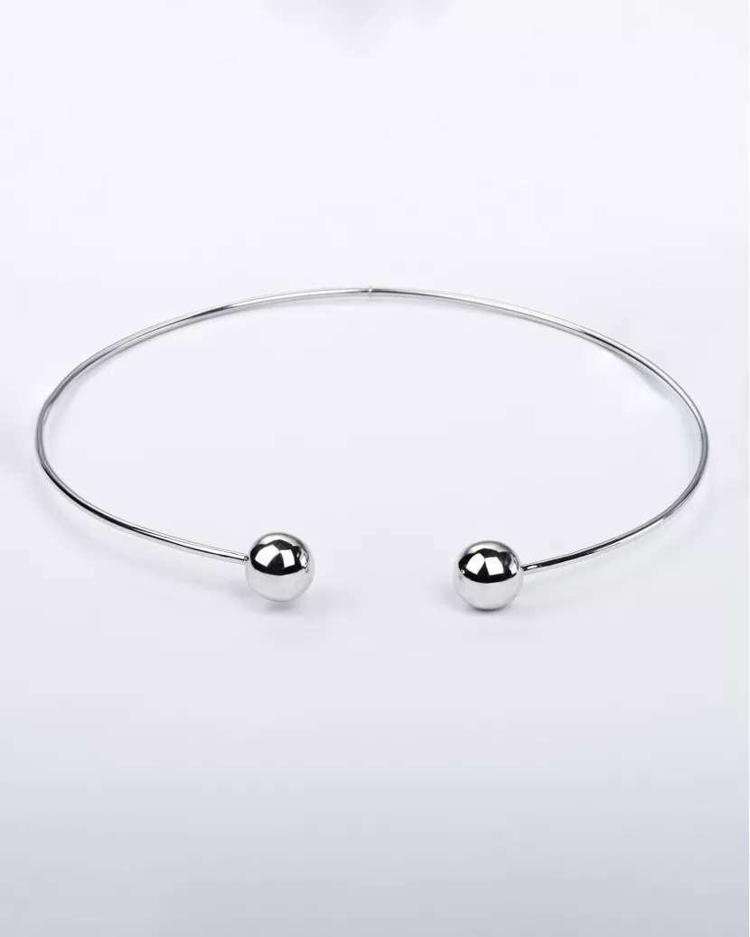 Срібне кольє-чокер лите Кулі 007077