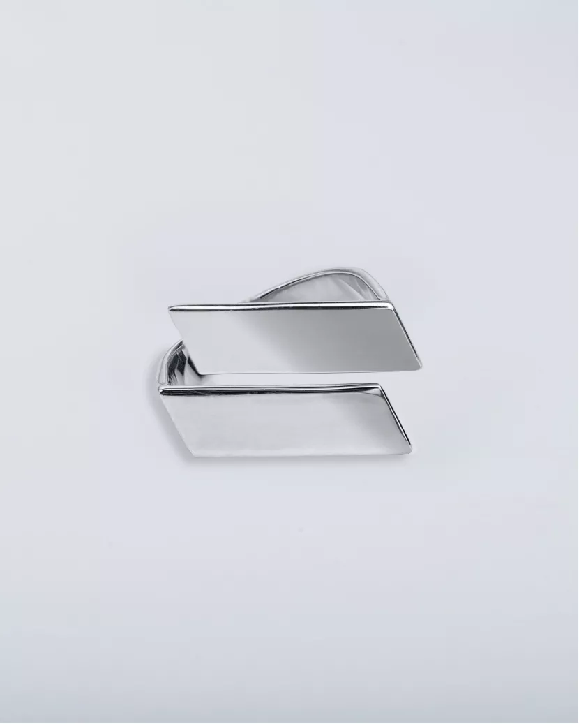 Каблучка срібна геометрічна Стрічки 007061