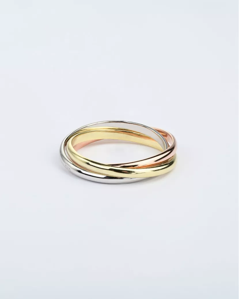 Каблучка срібна потрійне з позолотою 007057