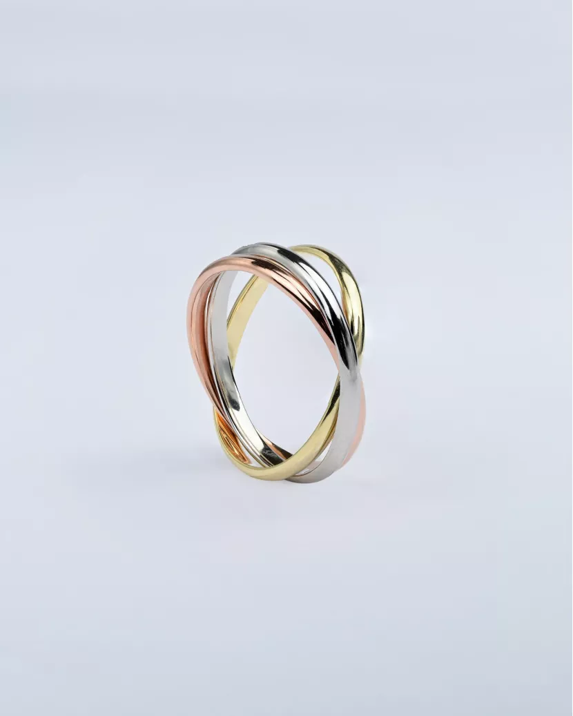 Каблучка срібна потрійне з позолотою 007057