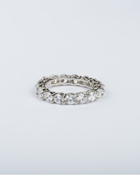 Каблучка срібна із крупним цирконієм діамантової огранки 007064