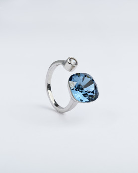 Каблучка срібна роз'ємна з синім квадратим каменем 006959