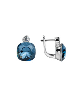 Сережки срібні з синім квадратним цирконієм 006961