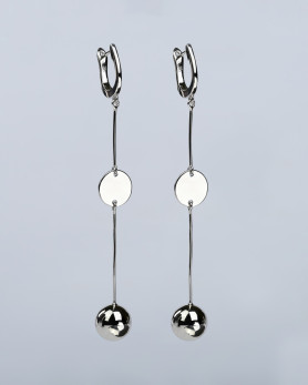 Сережки срібні висячі з кулею та монетою 007066
