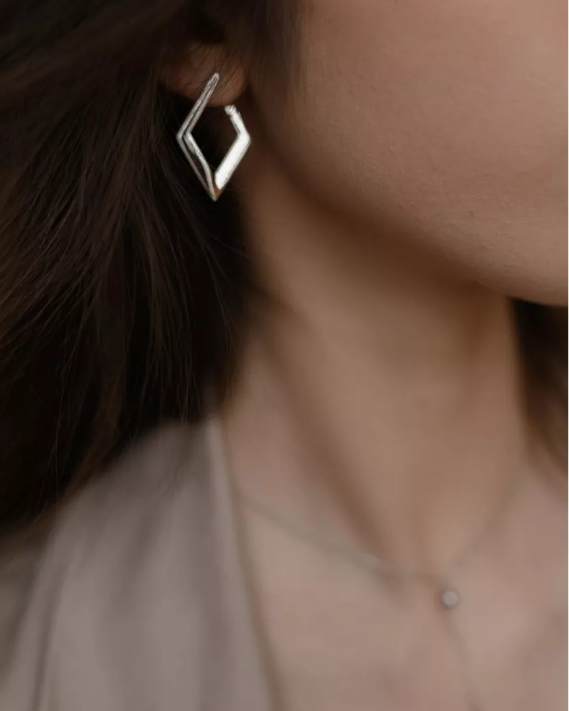 Сережки срібні Ромби 007060