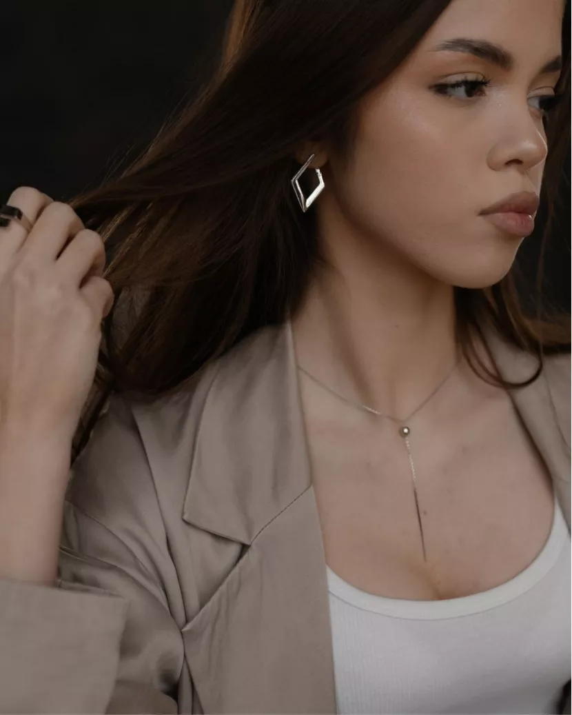 Сережки срібні Ромби 007060