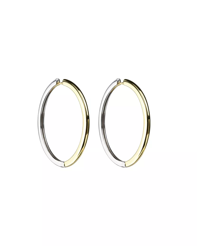 Сережки - кільця срібні двосторонні із позолотою 007068