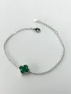 Браслет серебряный с малахитом Клевер 1см 000026