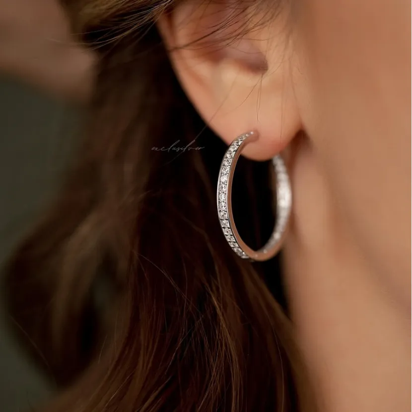 Серьги - кольца серебряные 2,5см 925 пробы