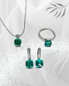 Сережки серебряные с зеленым цирконием