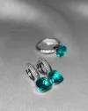 Сережки серебряные с зеленым цирконием