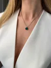 Подвес серебряный с зеленым квадратным цирконием 006957