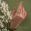 Каблучка срібна Змія із зеленими очима 006349