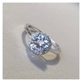 Каблучка срібна із цирконієм діамантової огранки 000895