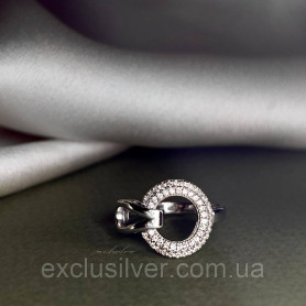 Каблучка срібна із цирконієм діамантового огранювання Крапля 006346