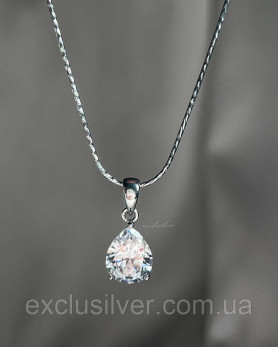 Підвіс срібний Крапля з цирконієм діамантового огранювання