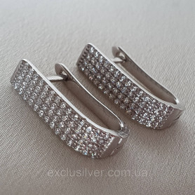 Серьги - дорожки с идеальной посадкой и цирконием бриллиантовой огранки