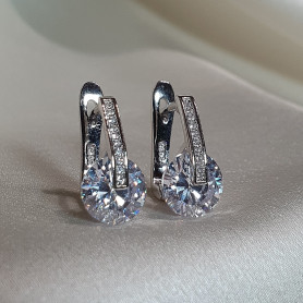 Серьги серебряные с вращающимся цирконием