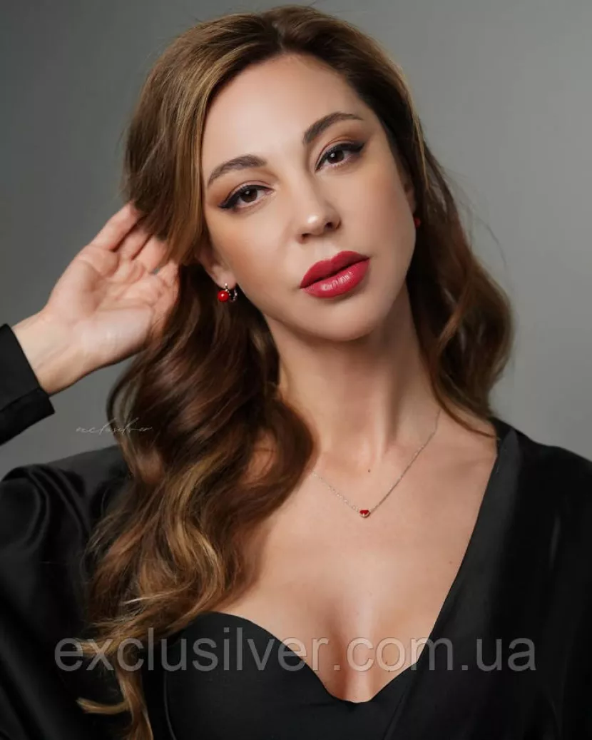 Серебряные сережки Калина з коралом, 925 проба 006327