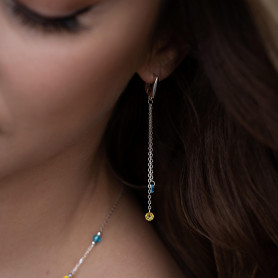 Сережки с желто-голубыми циркониями