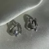 Серьги серебряные круглые с вращающимся камнем