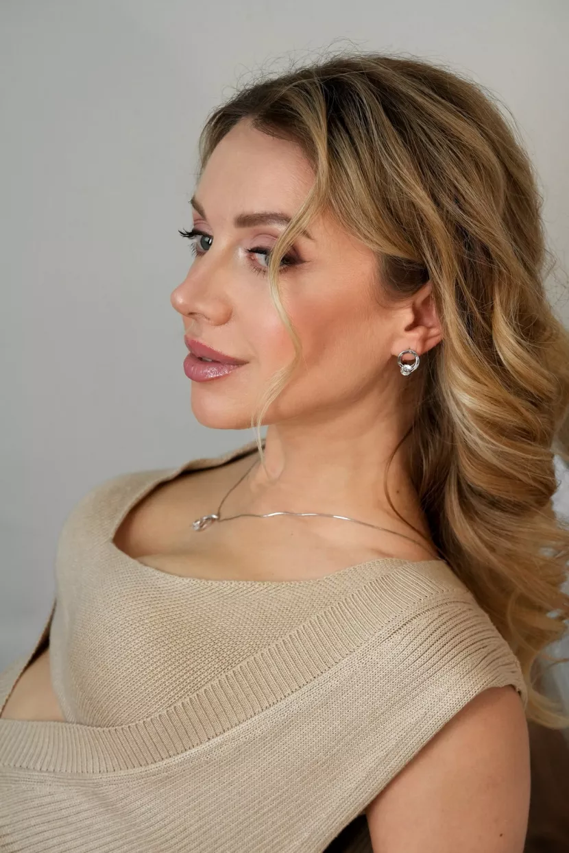 Серьги серебряные круглые с вращающимся камнем