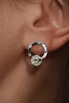 Серьги серебряные круглые с вращающимся камнем