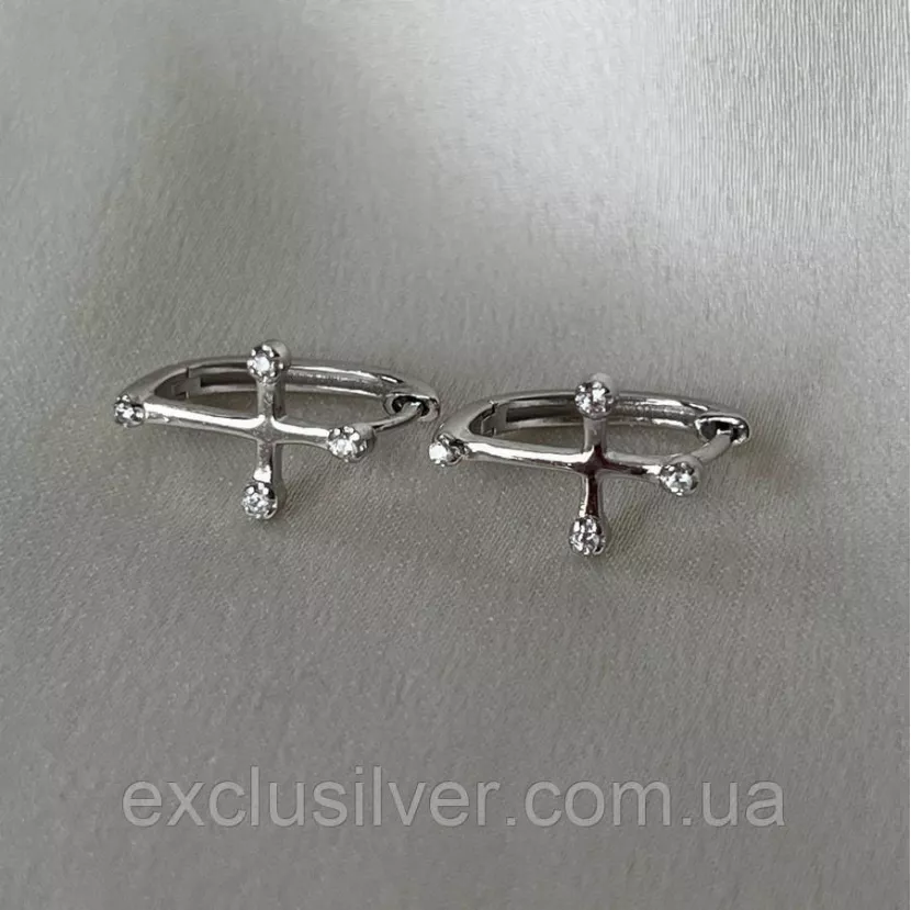 Сережки срібні Хрестик 006343