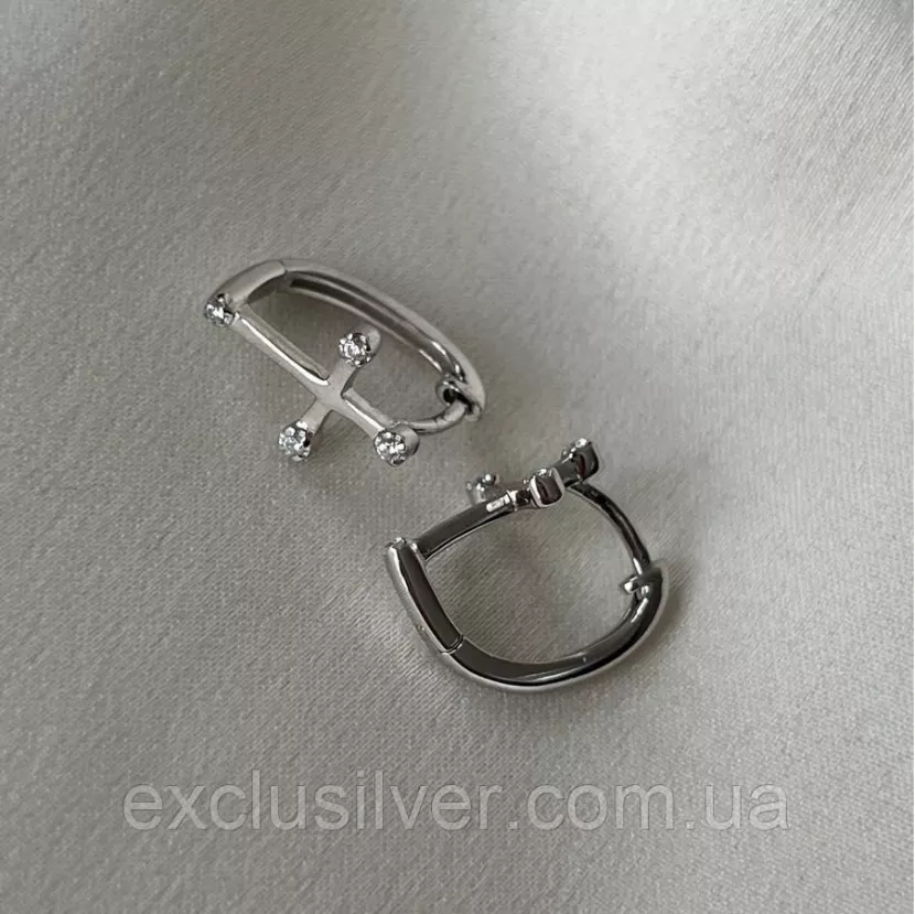 Сережки срібні Хрестик 006343