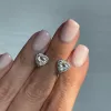 Серьги серебряные Сердца с цирконием бриллиантовой огранки