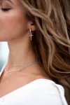 Сережки срібні з хрестиками 002946