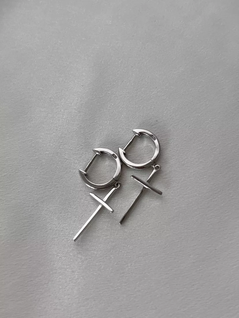 Сережки срібні з хрестиками 002946