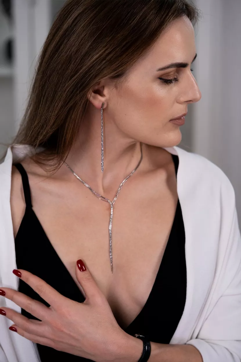 Серьги - нити серебряные с алмазной насечкой