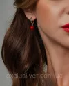 Серебряные сережки Калина з коралом, 925 проба 006290