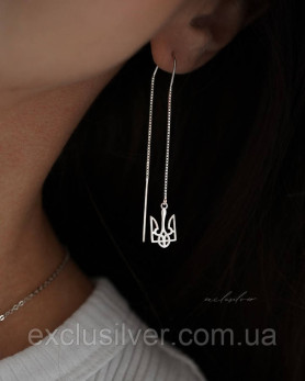 Сережки - протяжки срібні Герб