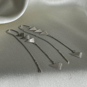 Сережки срібні протяжки Трикутники