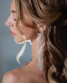 Серебряные сережки с цепочками Серебряный дождь 003703