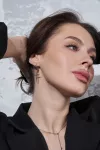 Срібні сережки висячі із хрестом 003730