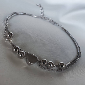 Браслет срібний з кульками і серцем