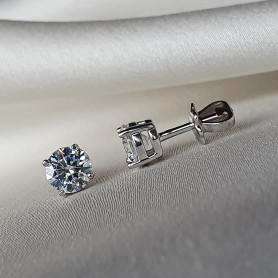 Сережки - пусети (гвоздики) срібні із цирконієм 5мм