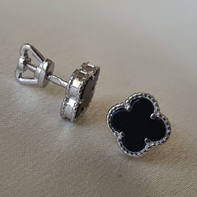 Сережки - пусети (гвоздики) срібні Клевер 0,9см