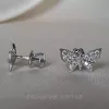 Серебряные пусеты (гвоздики) на закрутке Бабочки
