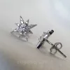 Сережки - пусети (гвоздики) срібні із цирконієм діамантової огранки Зірки