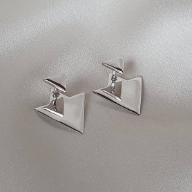 Сережки - джекети срібні безкамінні Трикутники