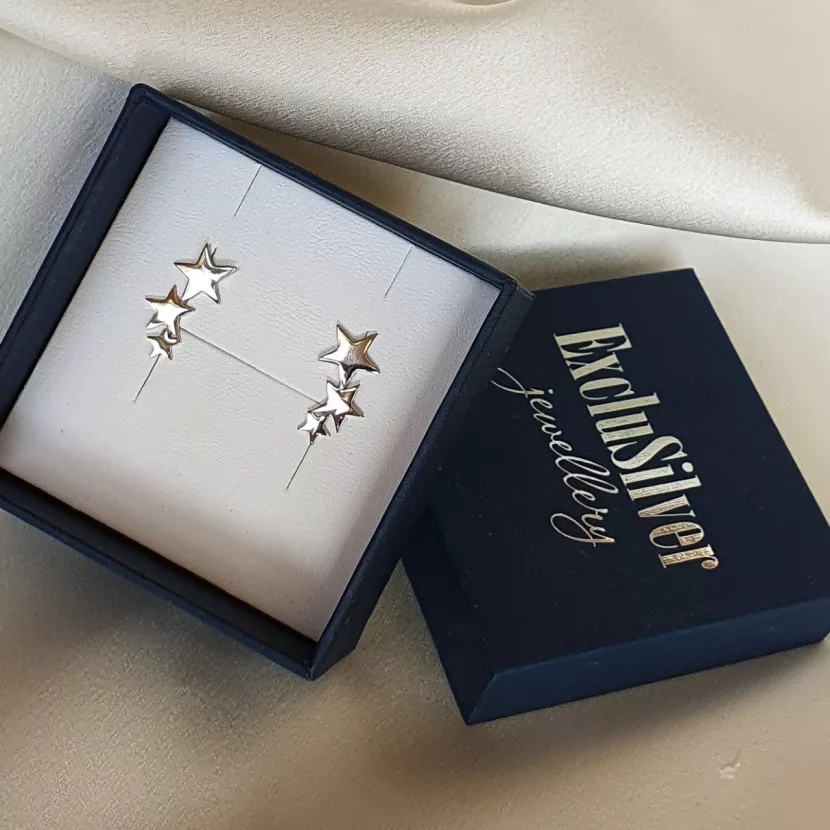 Сережки - кафи срібні безкамінні Зірки