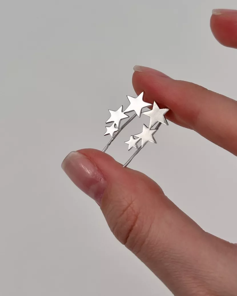 Сережки - кафи срібні безкамінні Зірки